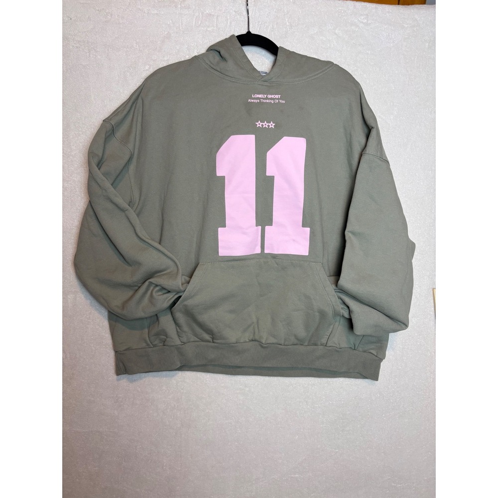 Lonely Ghost Always Thinking Of You Hoodie Sage Green Pink 11:11 Graphic 2X